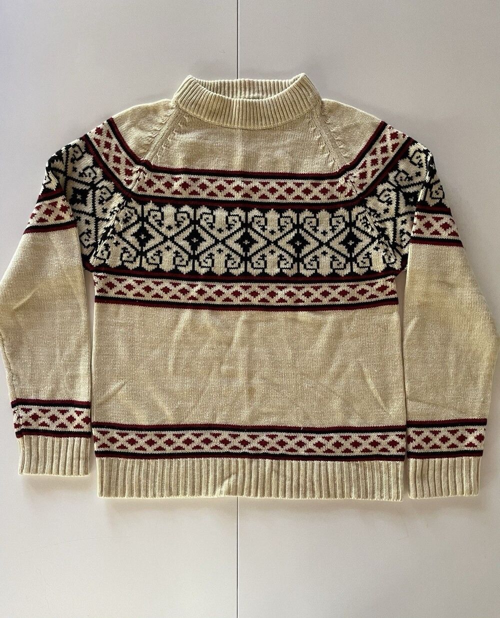 Vintage 70’s Medium Kingsport Fair Isle Nordic Mock Neck Sweater